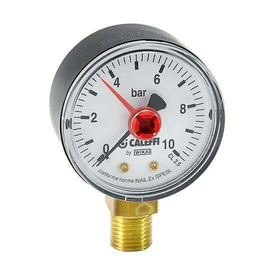 Caleffi Manometer | 1/4″ AG | 0-10 bar | Durchm. 50mm | Anschluss unten