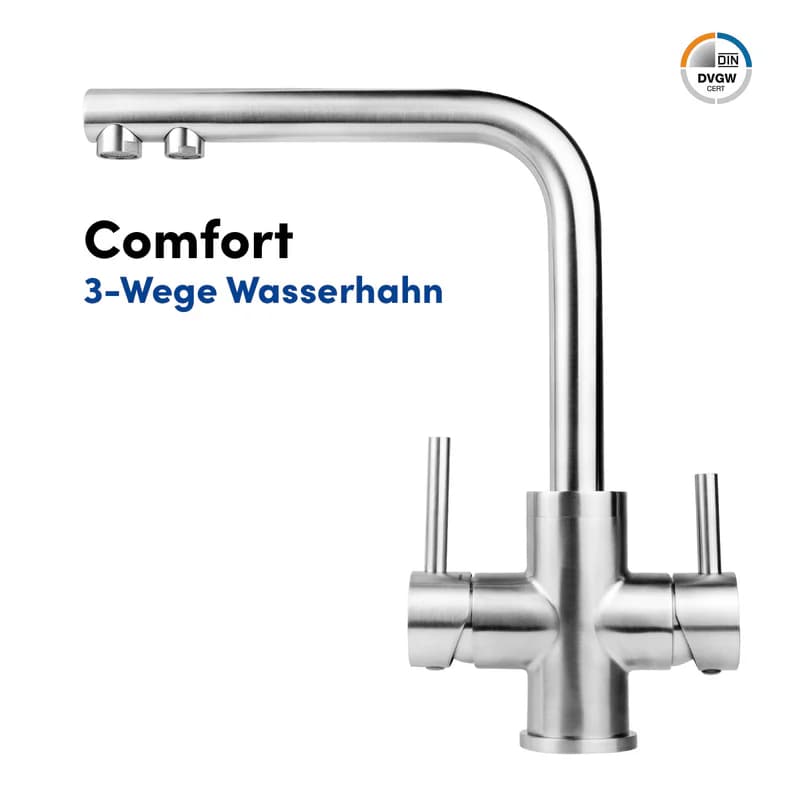 3-Wege Zweihebel-Wasserhahn (silber)