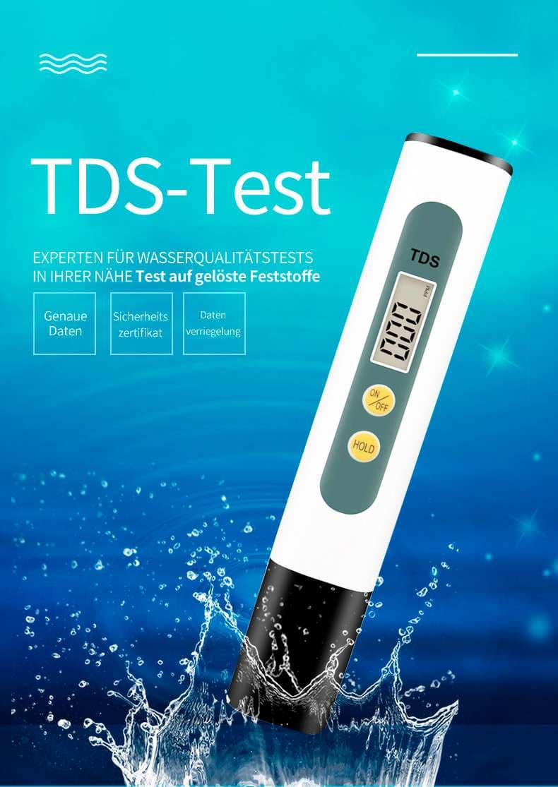 TDS Messgerät Leitwertmessgerät mit beleuchtetem Display zur Messung von Leitwert und TDS-Werten im Wasser